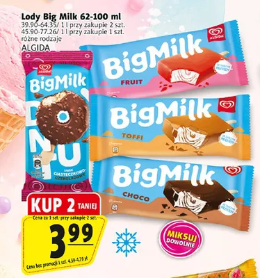 Lody Big Milk Toffi promocja w Prim Market
