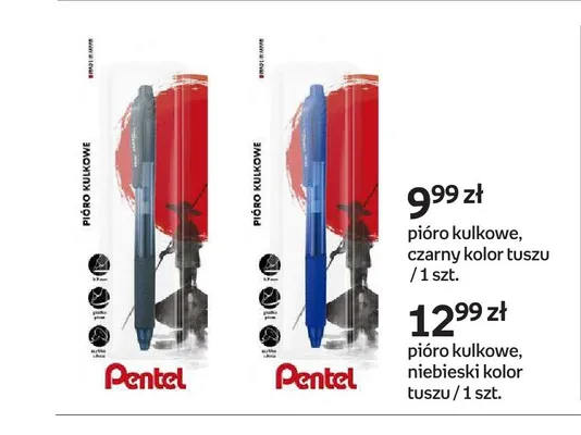Pióro kulkowe Pentel czarny kolor tuszu promocja w Empik
