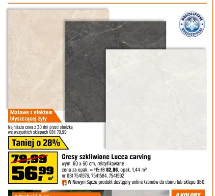 Gresy szkliwione Lucca carving promocja w OBI