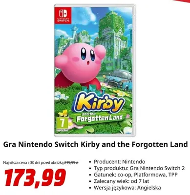 Gra Nintendo Switch Kirby and the Forgotten Land promocja w Media Markt