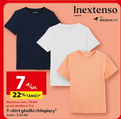 T-shirt gładki chłopięcy promocja w Auchan