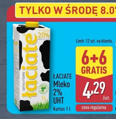 Mleko UHT Łaciate 2% promocja w Aldi