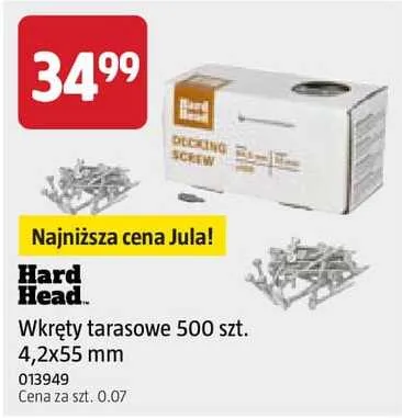 Wkręty tarasowe Hard Head. 500szt. 4,2x55mm promocja w Jula