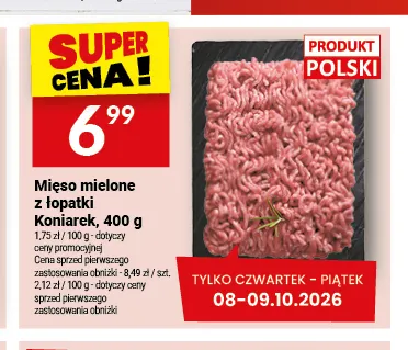 Mięso mielone z łopatki Koniarek promocja w Twój Market