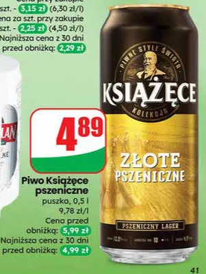 Piwo Książęce pszeniczne puszka promocja w Dino