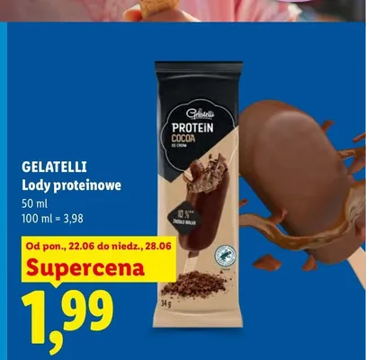 Lody proteinowe Gelatelli cocoa promocja w Lidl