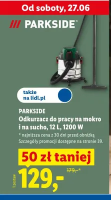 Odkurzacz do pracy na mokro i na sucho Parkside promocja w Lidl