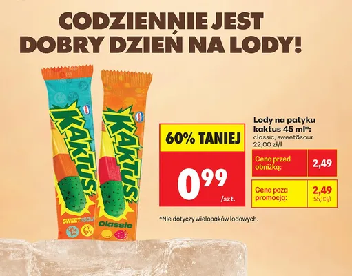 Lody na patyku 45ml classic promocja w Biedronka
