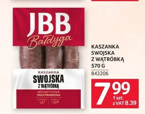 Kaszanka Swojska z wątróbką JBB Bałdyga promocja w Selgros