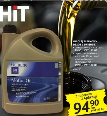 Olej silnikowy GM Dexos 2 5W-30 5L z kuponem z Aplikacji promocja w Selgros