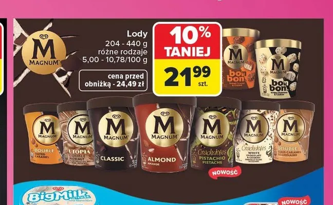 Lody Magnum Crackerdust Pistachio promocja w Carrefour