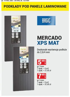 Podkład pod panele laminowane Mercado XPS Mat 3 mm promocja w Merkury Market