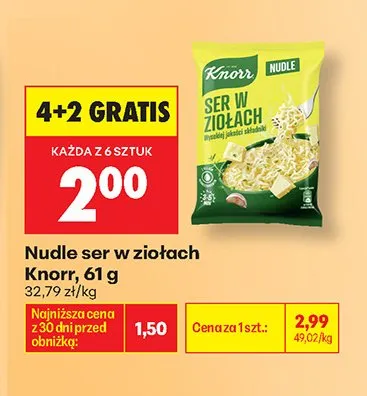 Nudle ser w ziołach Knorr promocja w Biedronka