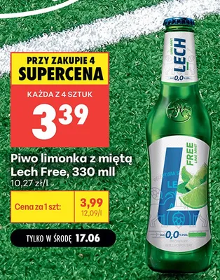 Piwo bezalkoholowe Lech Free limonka z miętą promocja w Biedronka