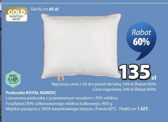 Poduszka Royal Nordic 50x70 cm Fossflakes promocja w Jysk
