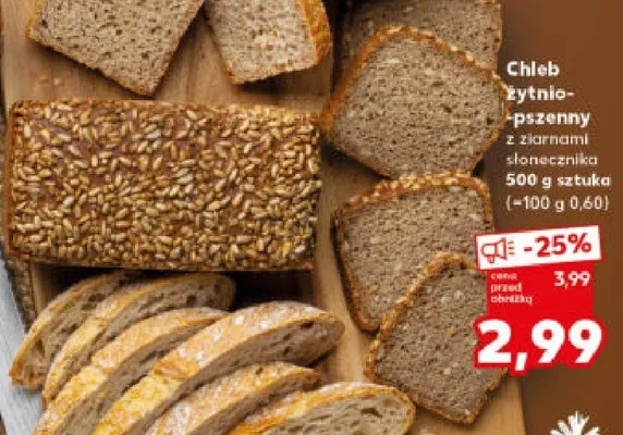 Chleb żytnio-pszenny z ziarnami słonecznika promocja w Kaufland