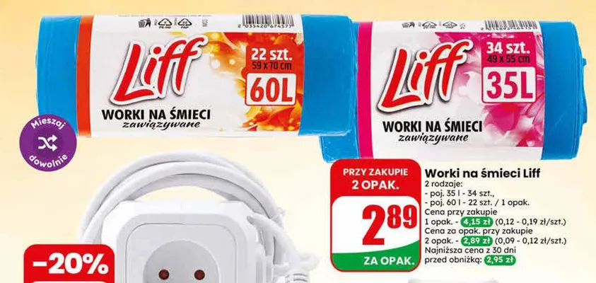 Worki na śmieci Liff 35 l promocja w Dino