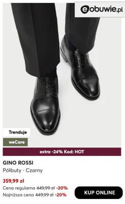 Półbuty czarne Gino Rossi promocja w eobuwie.pl
