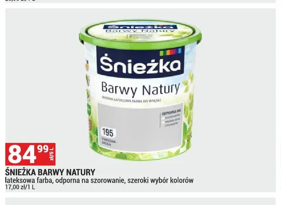 Farba lateksowa Śnieżka Barwy Natury promocja w Merkury Market