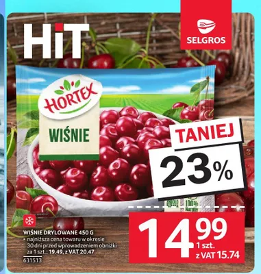 Wiśnie drylowane Hortex promocja w Selgros