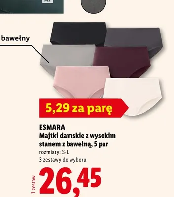 Majtki damskie z wysokim stanem z bawełną 5-pak Esmara promocja w Lidl
