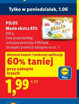 Masło ekstra 83% PILOS promocja w Lidl