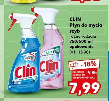 Płyn do mycia szyb Clin Windows & Glass Crystal promocja w Kaufland