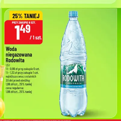 Woda niegazowana Rodowita promocja w POLOmarket