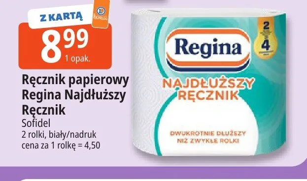 Ręcznik papierowy Regina Najdłuższy Ręcznik z nadrukiem promocja w Leclerc