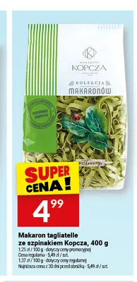 Makaron tagliatelle ze szpinakiem Kopcza promocja w Twój Market