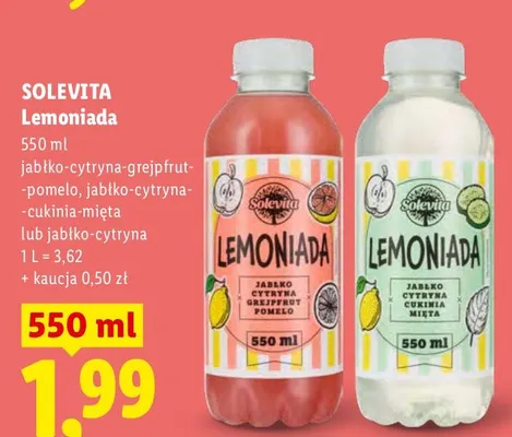 Lemoniada jabłko-cytryna-grejpfrut-pomelo Solevita promocja w Lidl