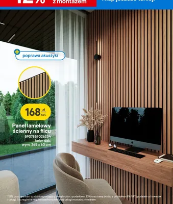 Panel lamelowy ścienny na filcu promocja w Castorama