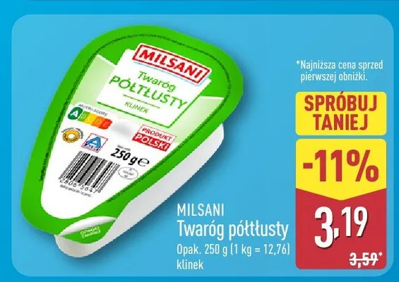 Twaróg  półtłusty  promocja w Aldi