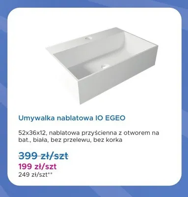 Umywalka nablatowa IO EGEO promocja w Blu Salony Łazienek