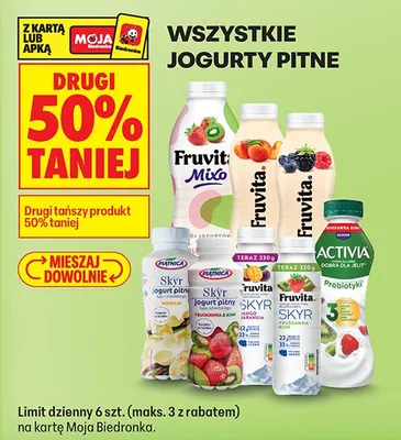Jogurty pitne promocja w Biedronka