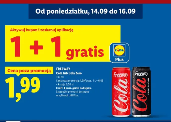 Napój gazowany Freeway Cola promocja w Lidl