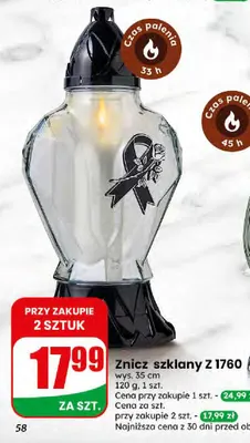 Znicz szklany Z 1760 promocja w Dino