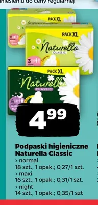 Podpaski higieniczne Naturella Classic normal promocja w Netto