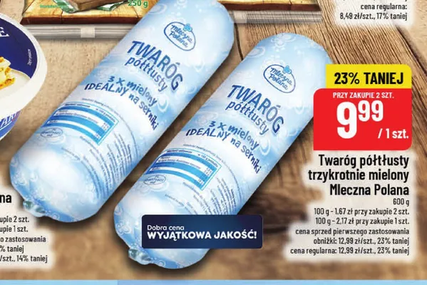 Twaróg półtłusty trzykrotnie mielony Mleczna Polana promocja w POLOmarket