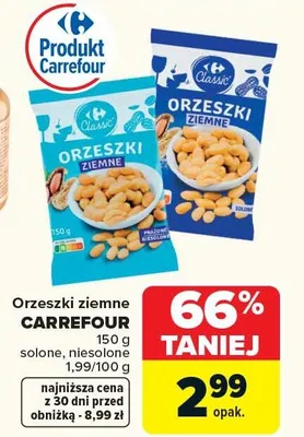 Orzeszki ziemne Carrefour solone, niesolone promocja w Carrefour