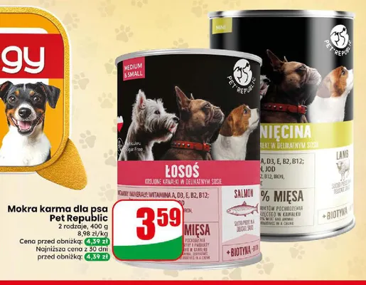 Mokra karma dla psa z łososiem Pet Republic promocja w Dino