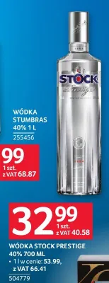 Wódka Stock Prestige 40% 504779 promocja w Selgros