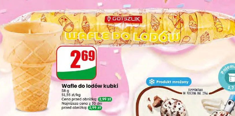Wafle do lodów kubki promocja w Dino