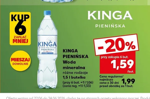 Woda mineralna niegazowana Kinga Pienińska promocja w Kaufland