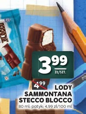 Lody na patyku Sammontana Stecco Blocco promocja w Stokrotka