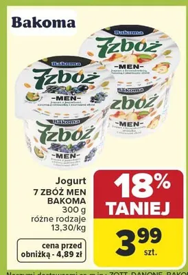 Jogurt 7 Zbóż Men różne rodzaje promocja w Carrefour Market