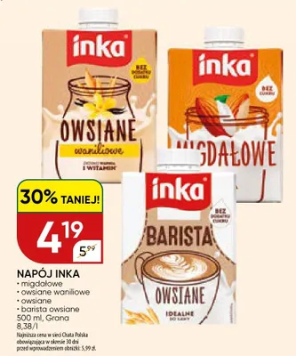 Napój roślinny Inka owsiane promocja w Chata Polska