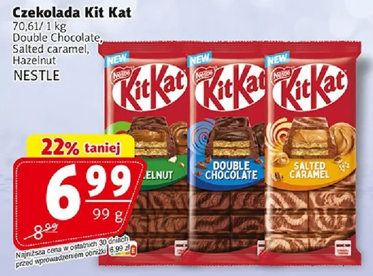 Czekolada Kit Kat Double Chocolate, Salted caramel, Hazelnut promocja w Prim Market