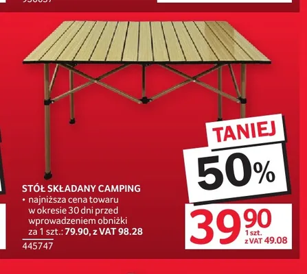 Stół składany camping promocja w Selgros