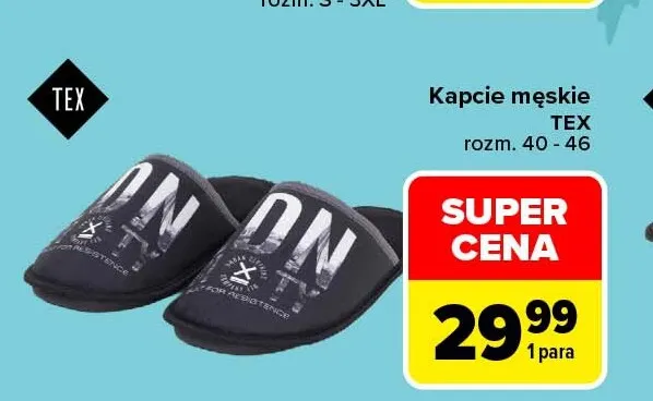 Kapcie męskie TEX promocja w Carrefour